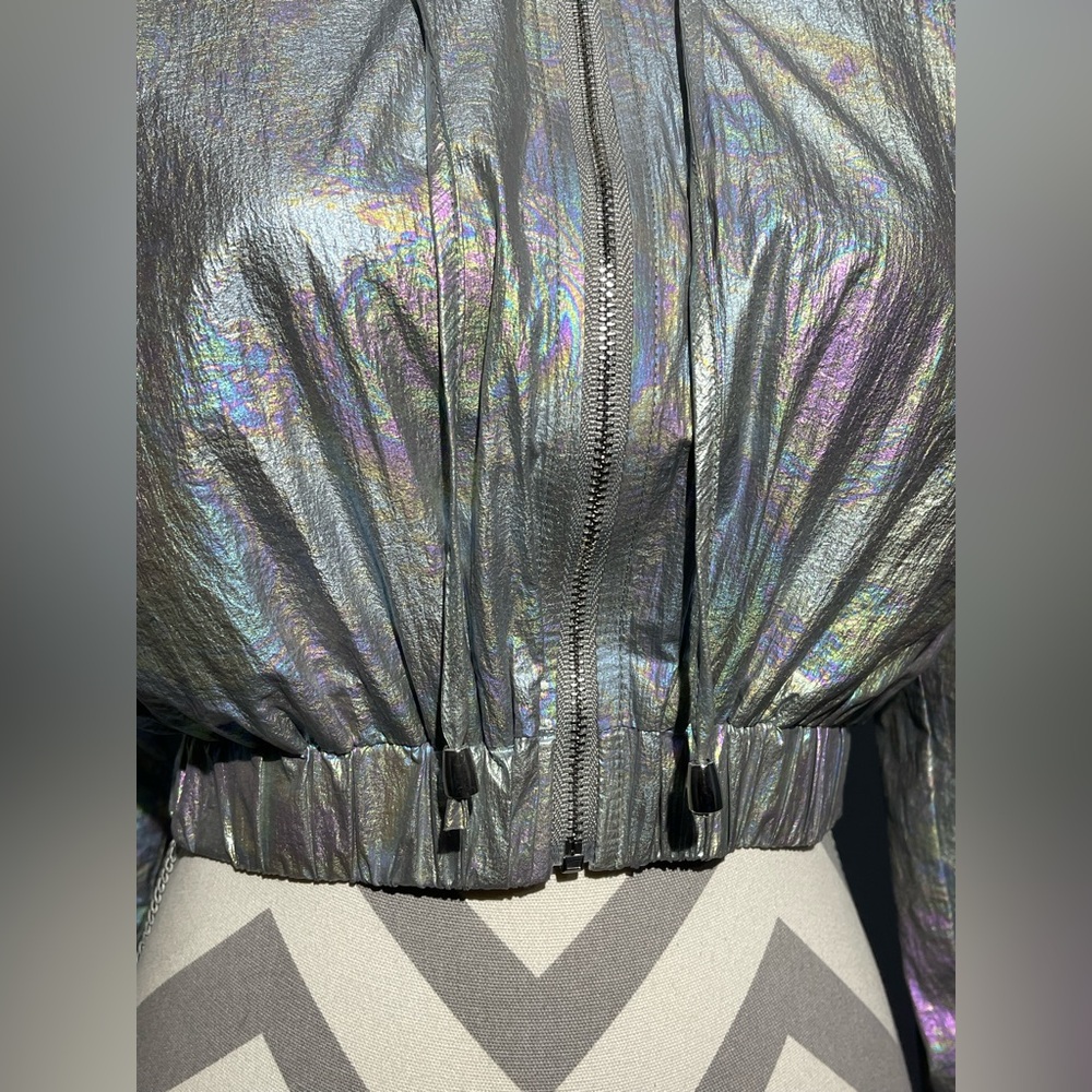 Superdown Silver Iridescent Bomber Jacket - image 8